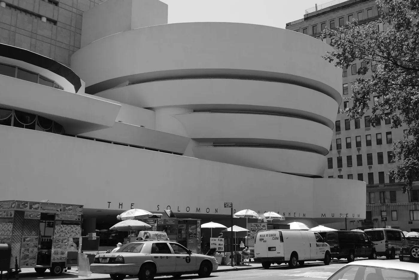 A black and white photo of a museum building